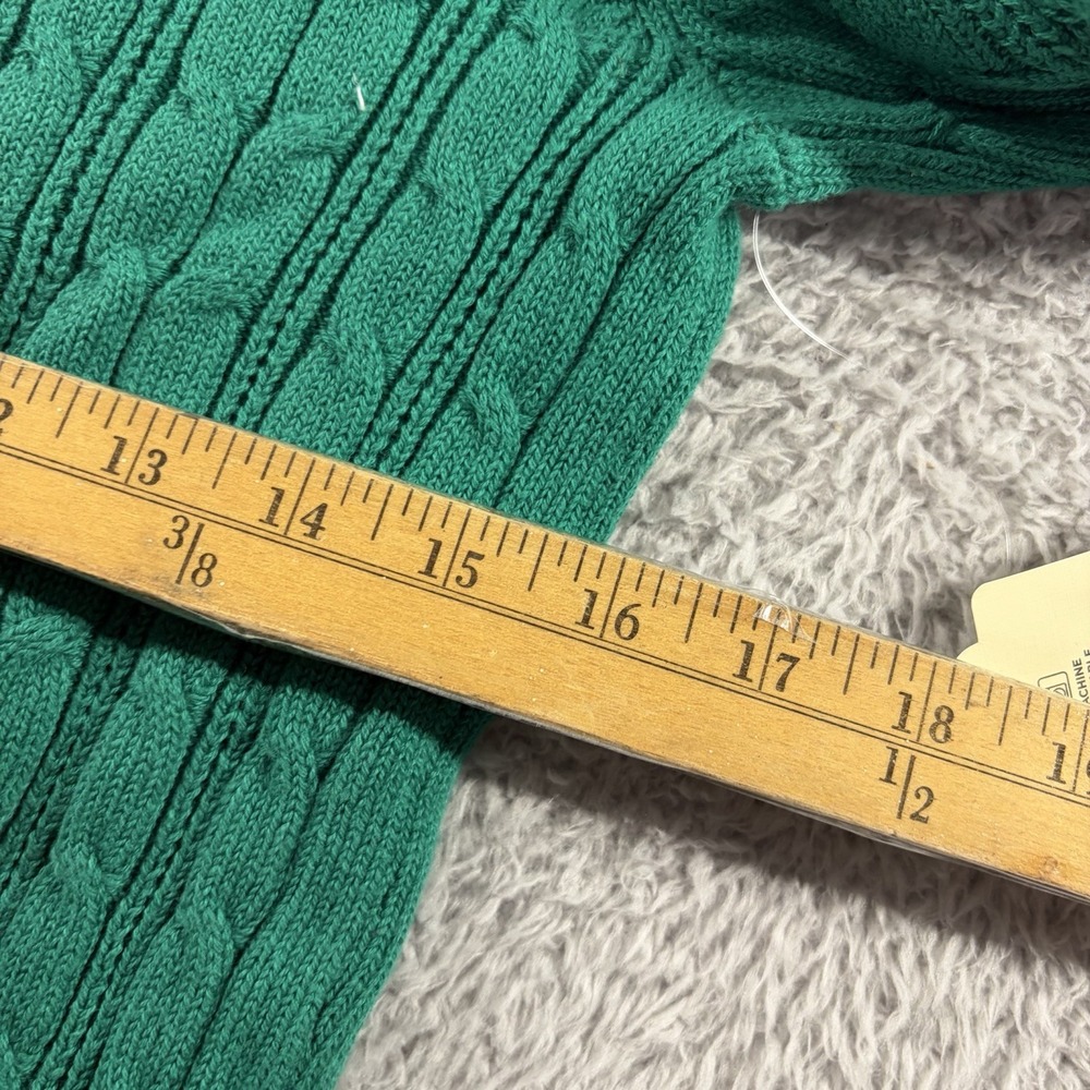 St. Johns Bay Cable Knit Sweater Womens Medium Green Crewneck Soft Cotton Nylon - Picture 3 of 8